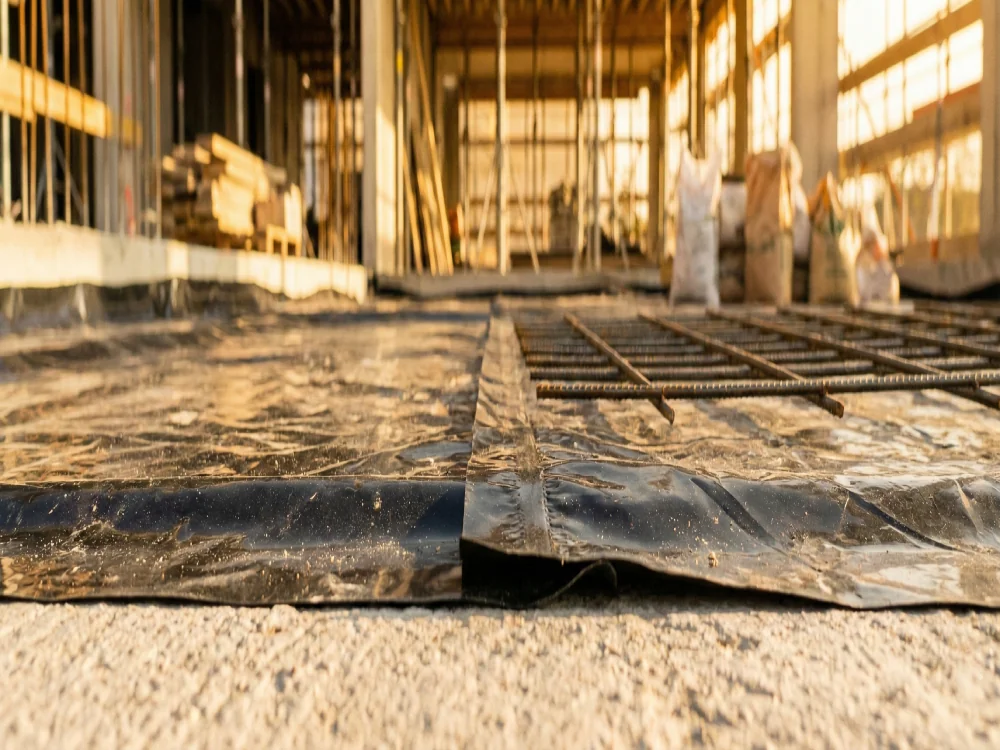 Izolacja fundamentów czarną folią budowlaną