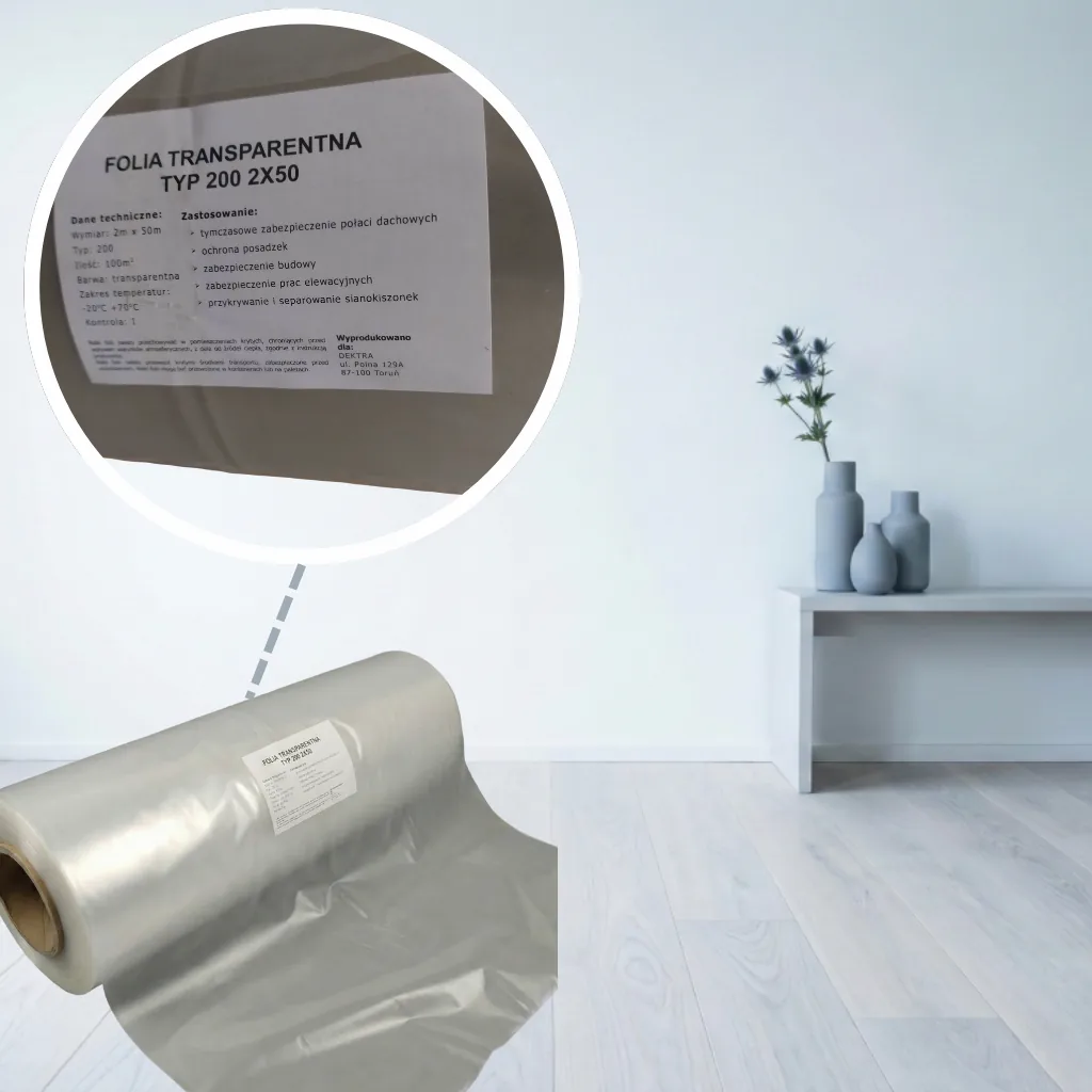 Gruba folia transparentna budowlana do zabezpieczania powierzchni