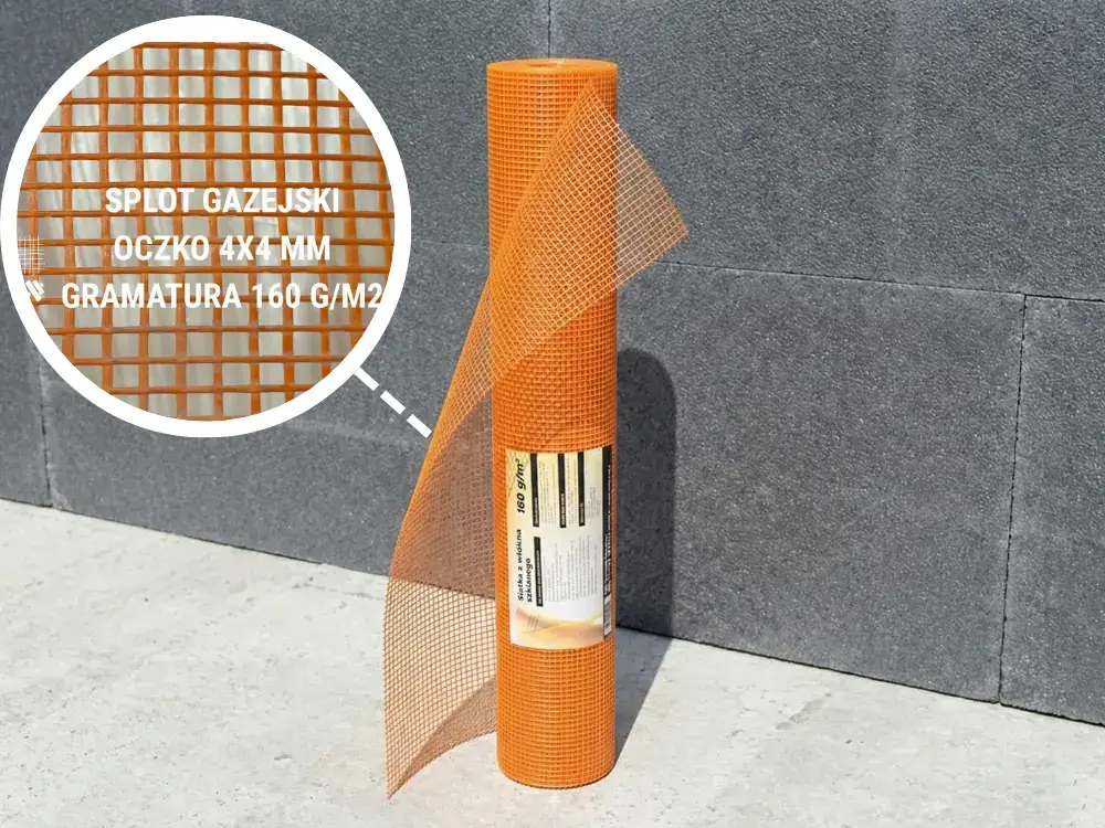Siatka podtynkowa z włókna szklanego 160 pamarańczowa dektra